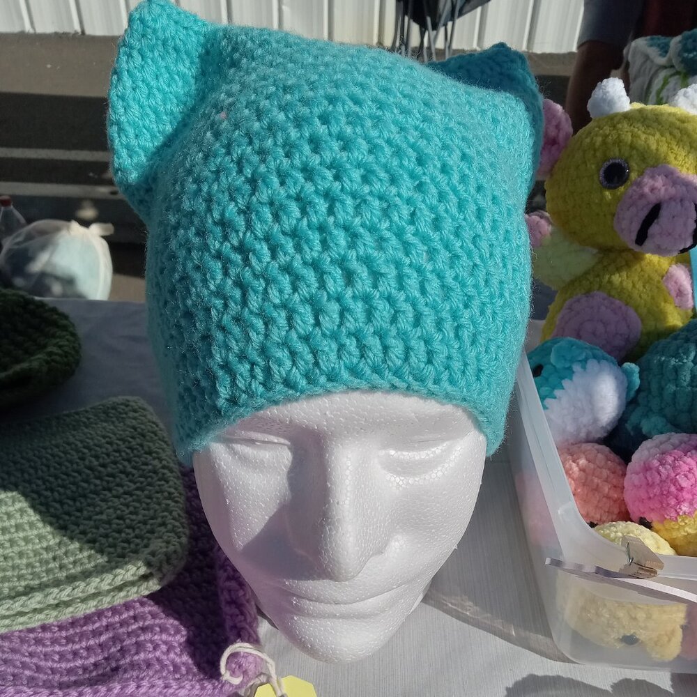 Teen/adult crocheted cat ear beanie